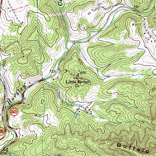 Topographic Map of Little Bethel Church, VA