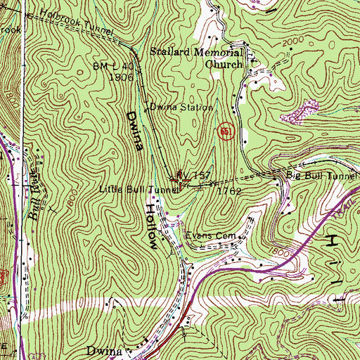 Topographic Map of Little Bull Tunnel, VA