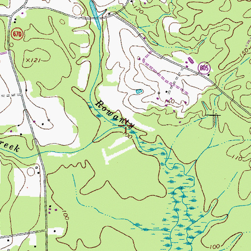 Topographic Map of Little Cattail Creek, VA