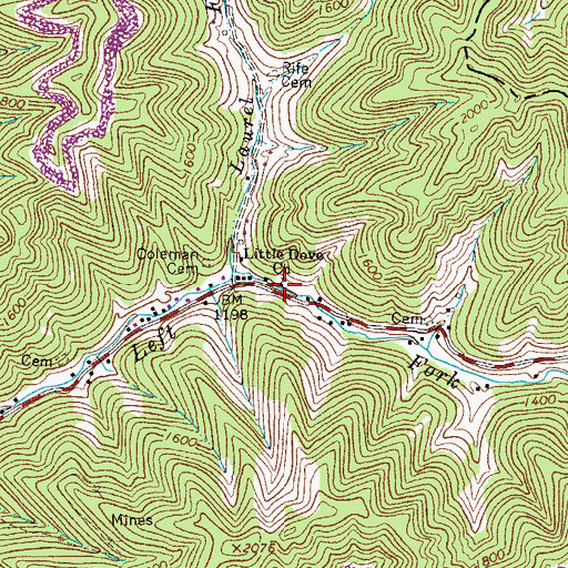 Topographic Map of Little Dove Church, VA