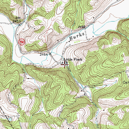 Topographic Map of Little Flock Church, VA