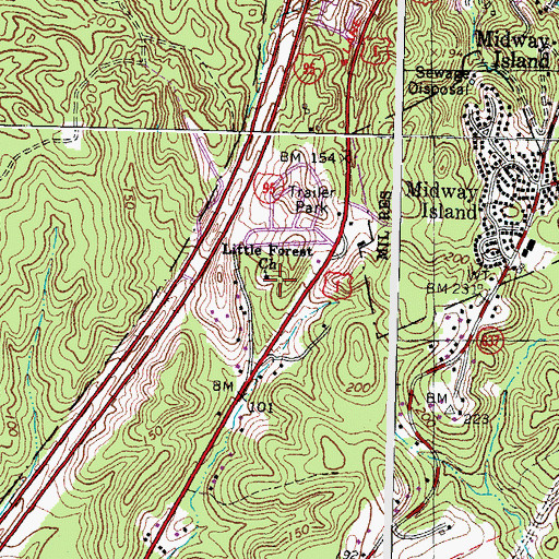 Topographic Map of Little Forest Church, VA