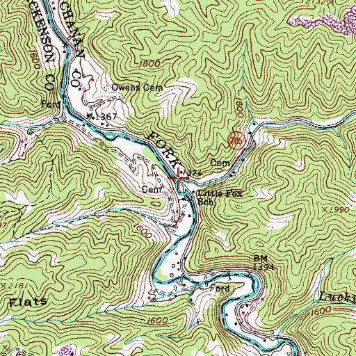 Topographic Map of Little Fox Creek, VA