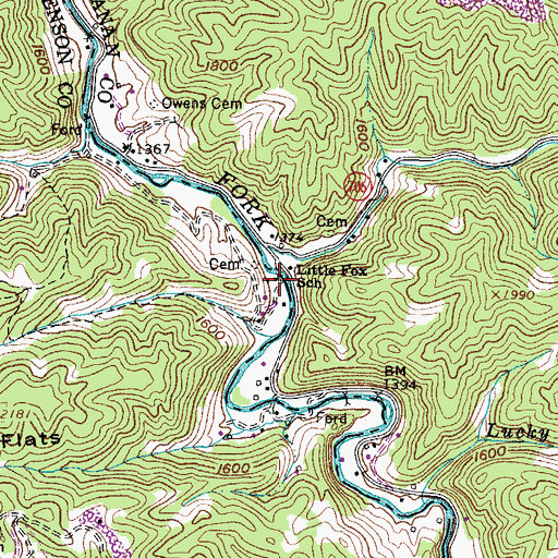 Topographic Map of Little Fox School, VA