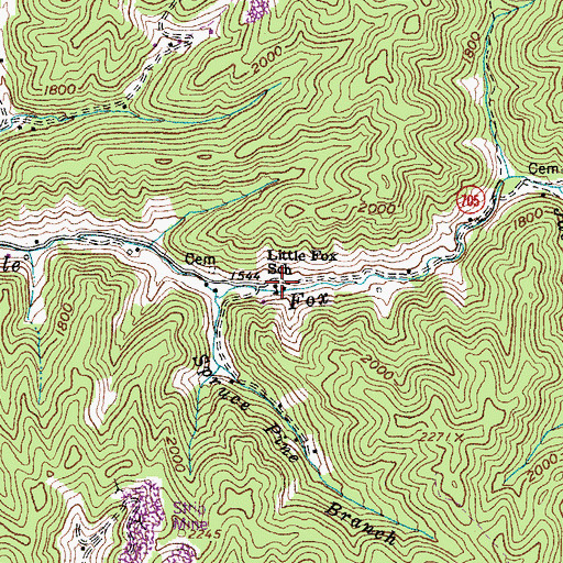 Topographic Map of Little Fox School, VA