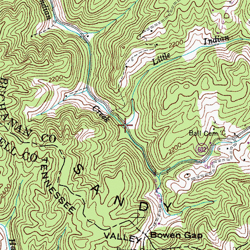 Topographic Map of Little Indian Creek, VA
