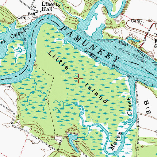 Topographic Map of Little Island, VA