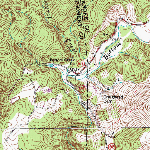 Topographic Map of Little Laurel Creek, VA