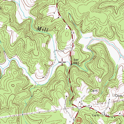 Topographic Map of Little Mill Creek, VA