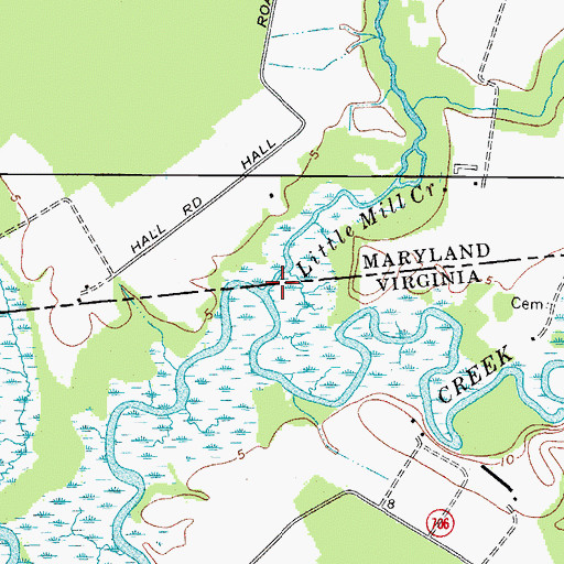 Topographic Map of Little Mill Creek, VA