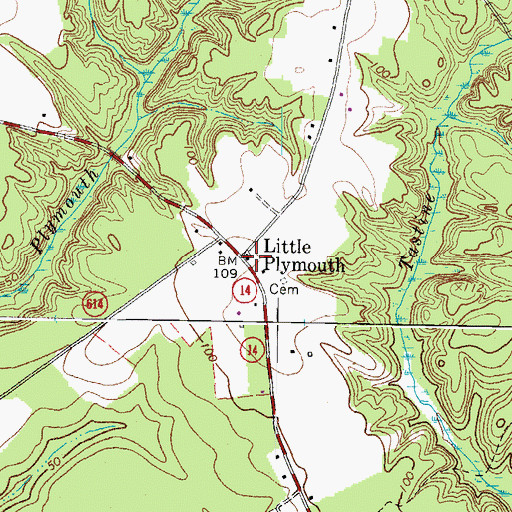 Topographic Map of Little Plymouth, VA