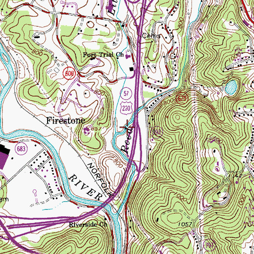Topographic Map of Little Reed Creek, VA
