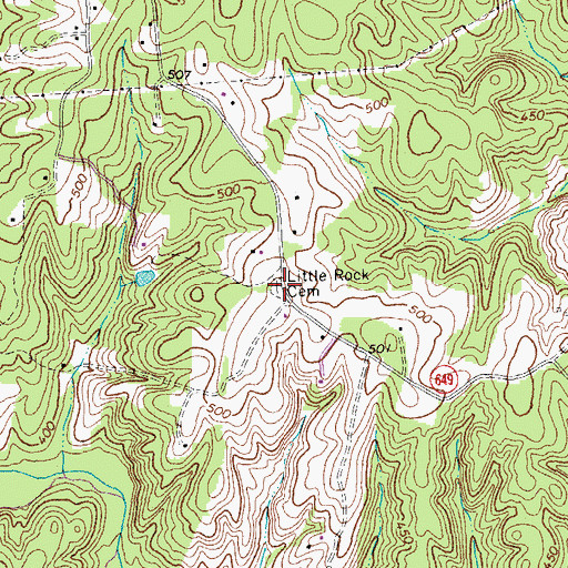 Topographic Map of Little Rock Cemetery, VA