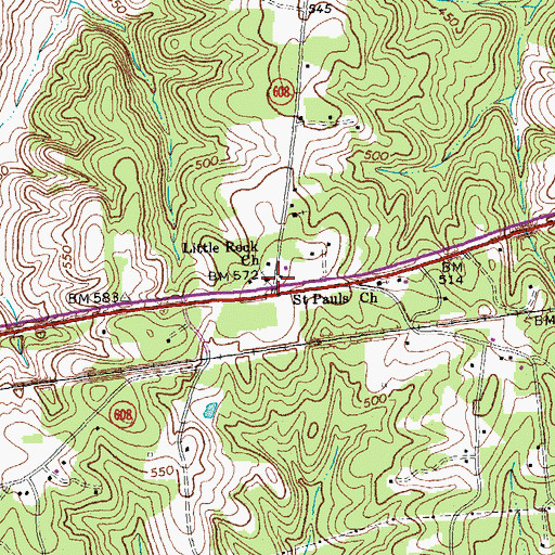 Topographic Map of Little Rock Church, VA