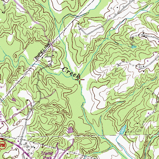 Topographic Map of Little Sandy Creek, VA