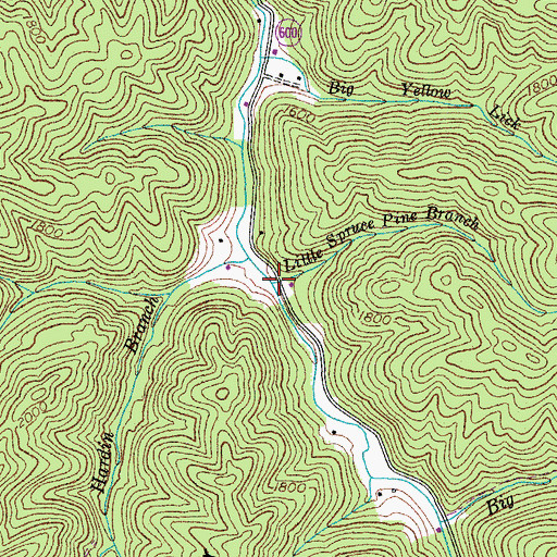 Topographic Map of Little Spruce Pine Branch, VA