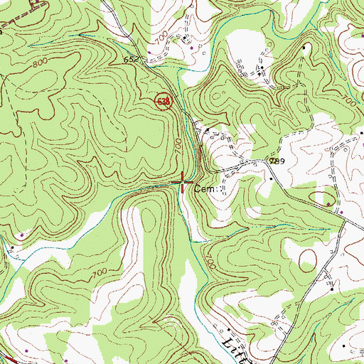 Topographic Map of Little Sycamore Creek, VA