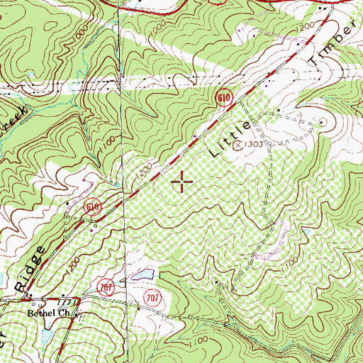 Topographic Map of Little Timber Ridge, VA