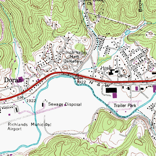 Topographic Map of Little Town Hill Creek, VA