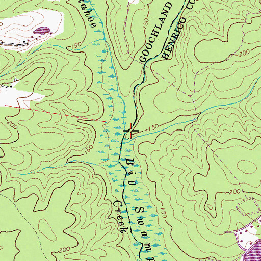 Topographic Map of Little Tuckahoe Creek, VA