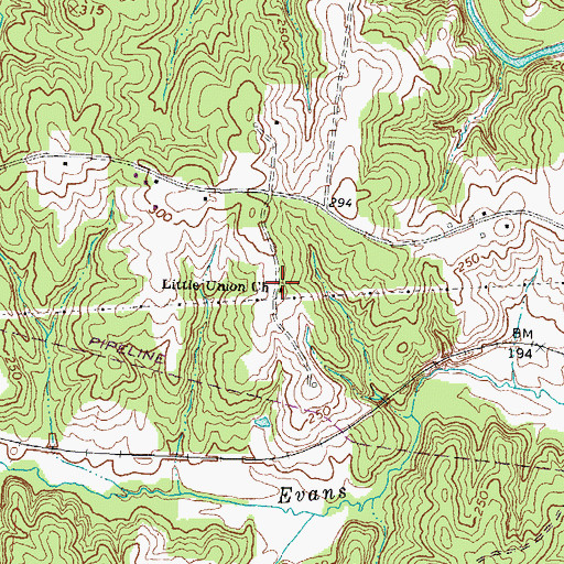 Topographic Map of Little Union Church, VA