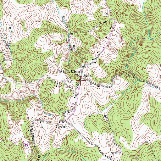 Topographic Map of Little Vine Church, VA
