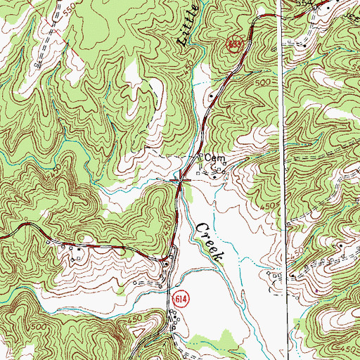 Topographic Map of Little Whipping Creek, VA