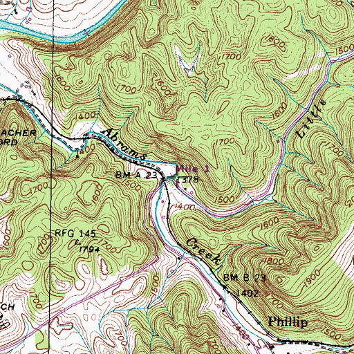 Topographic Map of Little Wolf Run, VA