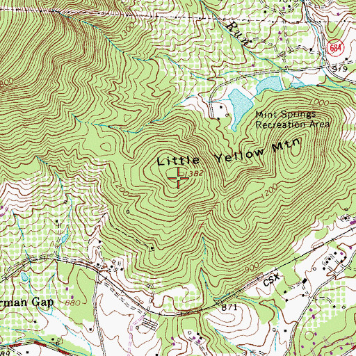 Topographic Map of Little Yellow Mountain, VA