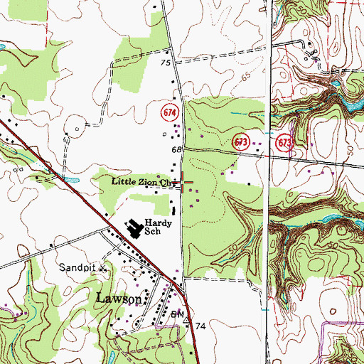 Topographic Map of Little Zion Church, VA