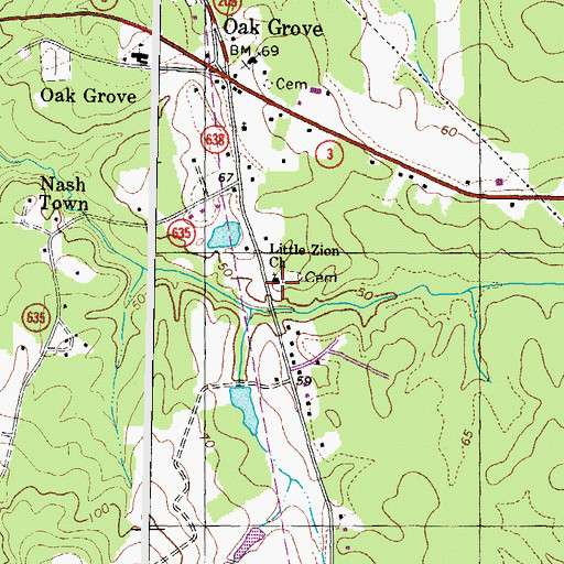 Topographic Map of Little Zion Church, VA