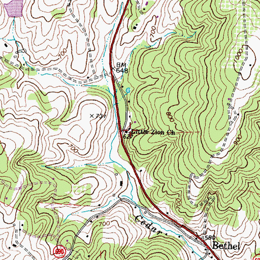 Topographic Map of Little Zion Church, VA