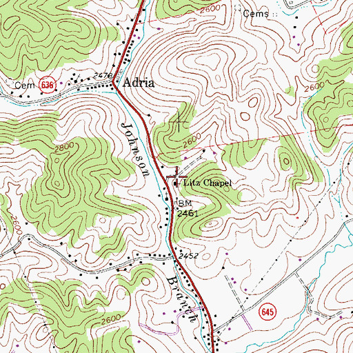 Topographic Map of Litz Chapel, VA