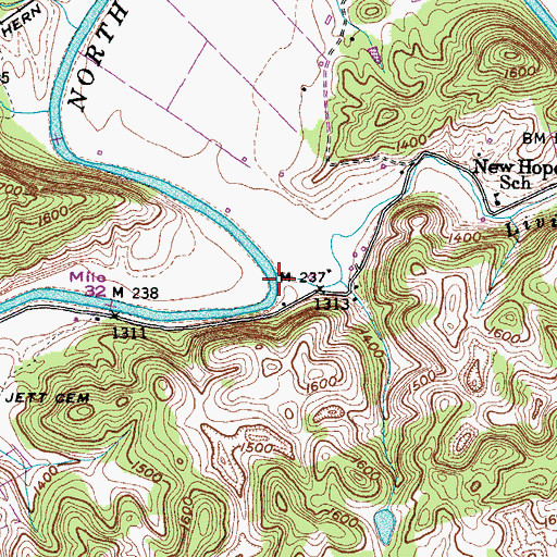 Topographic Map of Livingston Creek, VA