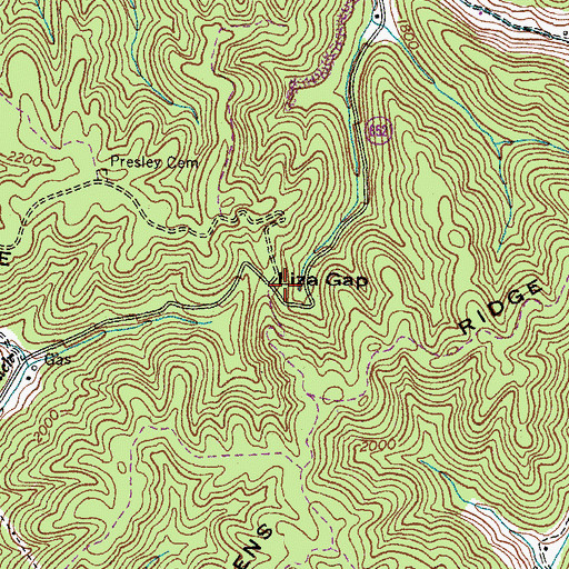 Topographic Map of Liza Gap, VA