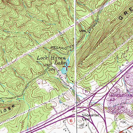 Topographic Map of Lock Haven Lake, VA