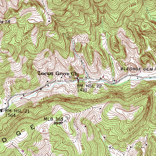 Topographic Map of Locust Grove Church, VA