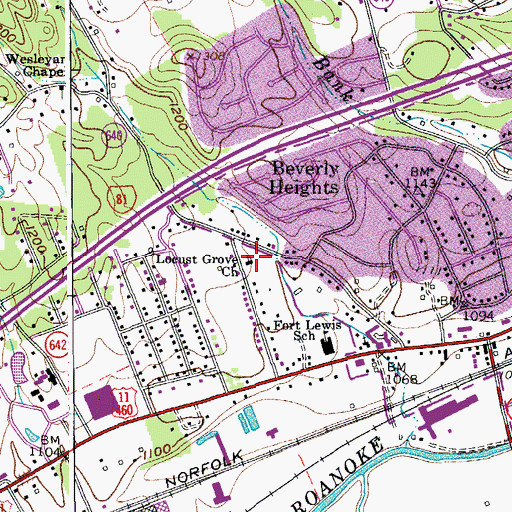 Topographic Map of Locust Grove Church, VA
