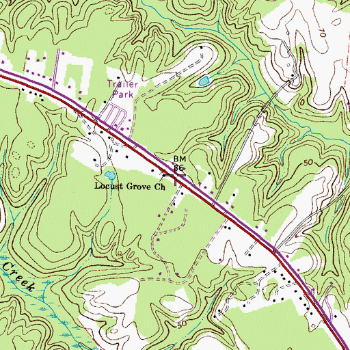 Topographic Map of Locust Grove Church, VA