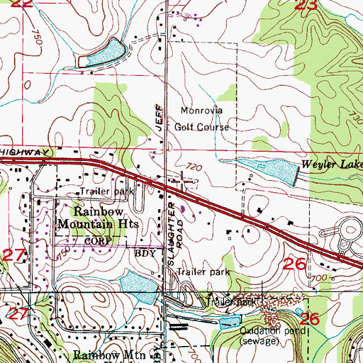 Topographic Map of Holder Cemetery, AL