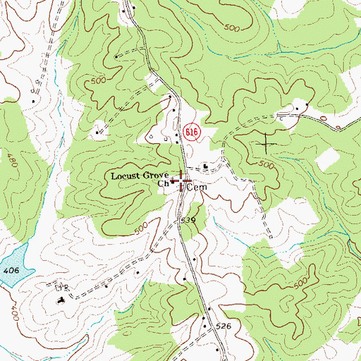 Topographic Map of Locust Grove Baptist Church, VA