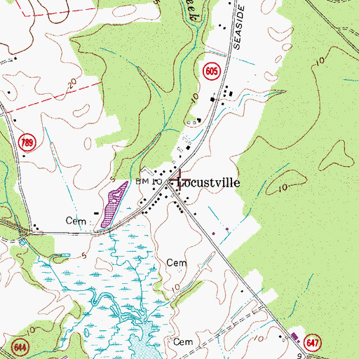 Topographic Map of Locustville, VA