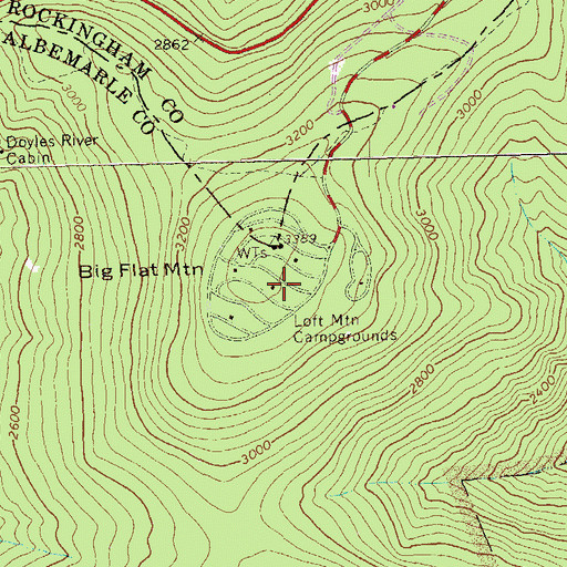 Topographic Map of Loft Mountain Campgrounds, VA