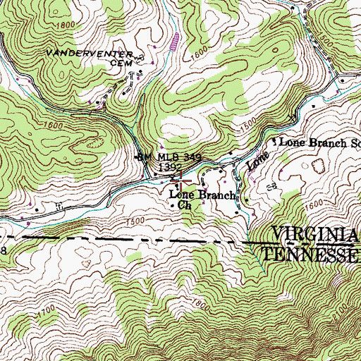 Topographic Map of Lone Branch Church, VA