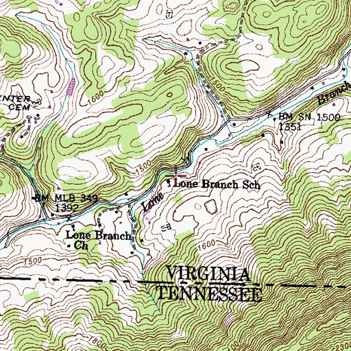 Topographic Map of Lone Branch School, VA