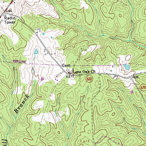 Topographic Map of Lone Oak Church, VA