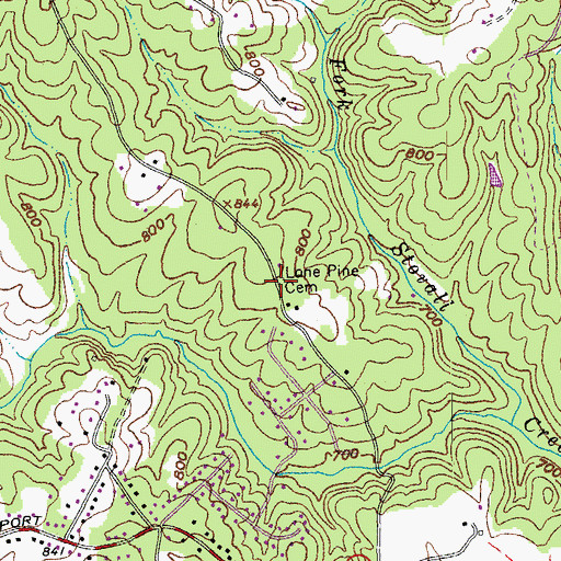 Topographic Map of Lone Pine Cemetery, VA