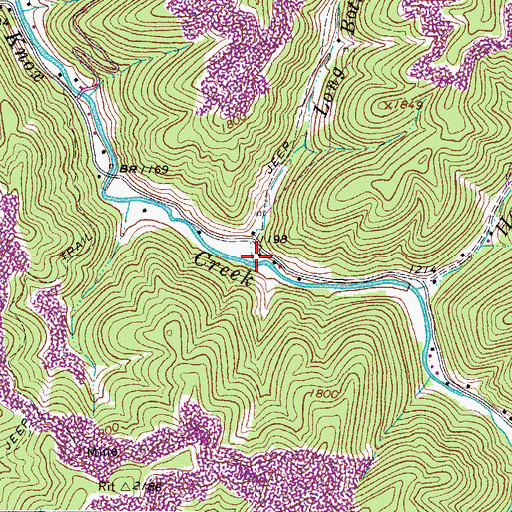 Topographic Map of Long Bottom Branch, VA