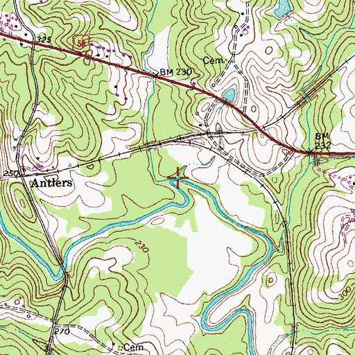 Topographic Map of Long Branch, VA