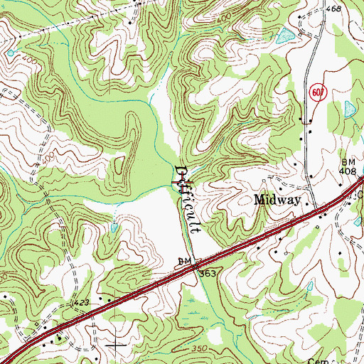 Topographic Map of Long Branch, VA